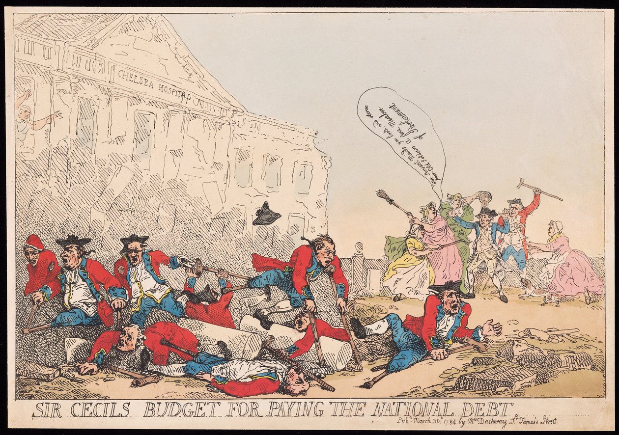 Le budget de Sir Cecil pour payer la dette nationale, pub. 1784 - Thomas Rowlandson