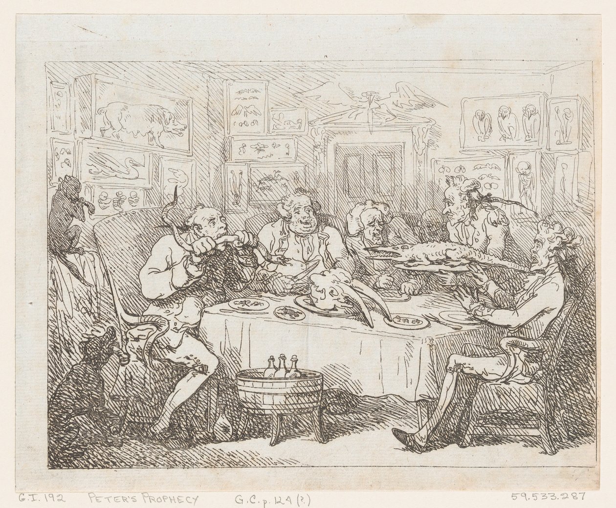Sir Joseph Banks sur le point de manger un alligator 