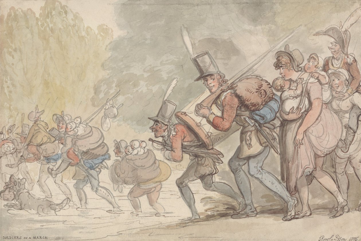 Des soldats en marche - Thomas Rowlandson