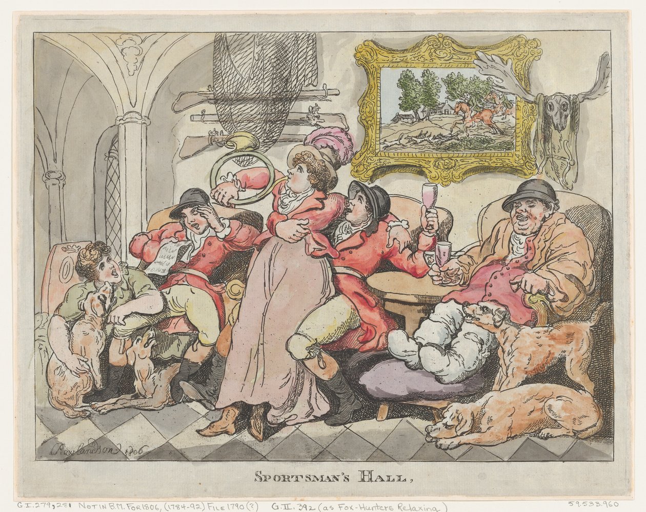 Le hall du sportif, ou les chasseurs de renards se détendent - Thomas Rowlandson
