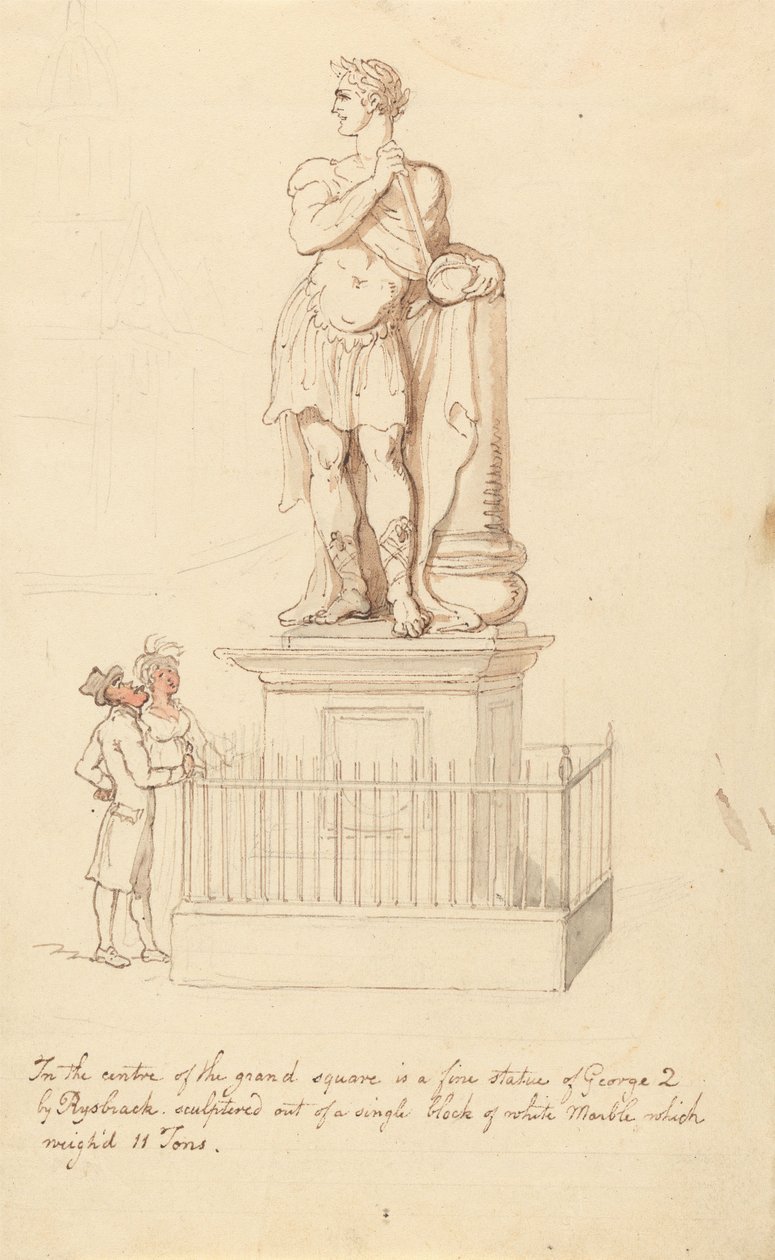 Statue de George II, à Greenwich - Thomas Rowlandson