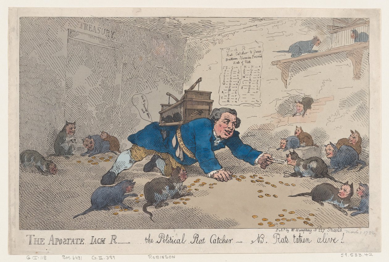 Le Renégat Jack Robinson, Le Chasseur de Rats Politique - N.B. Rats Pris Vivants!, mars 1784 - Thomas Rowlandson
