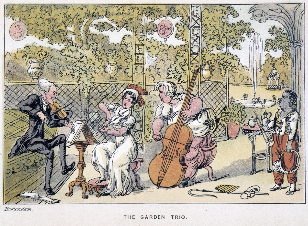 Le docteur jouant du violon : "Le Trio du Jardin" - dans "Les trois tours du docteur Syntax : à la recherche du pittoresque, de la consolation et d