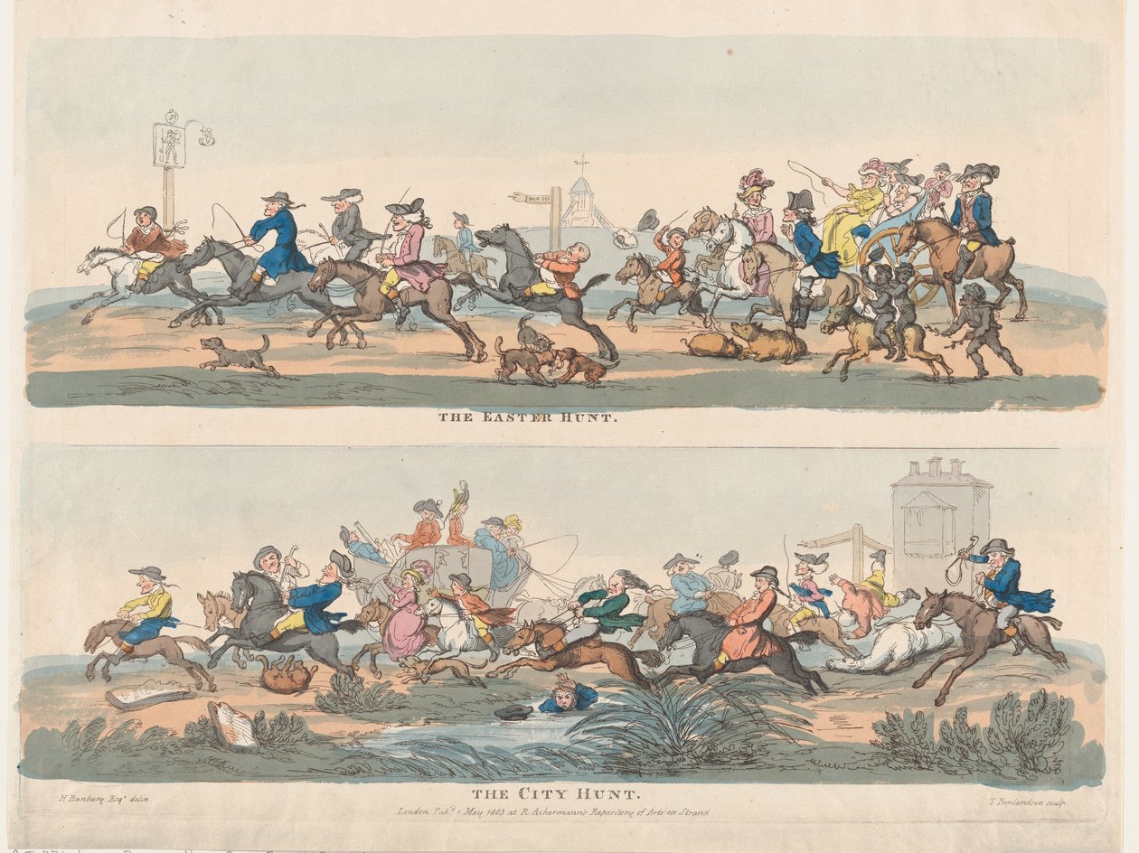 La chasse de Pâques et la chasse en ville, 1er mai 1803 - Thomas Rowlandson