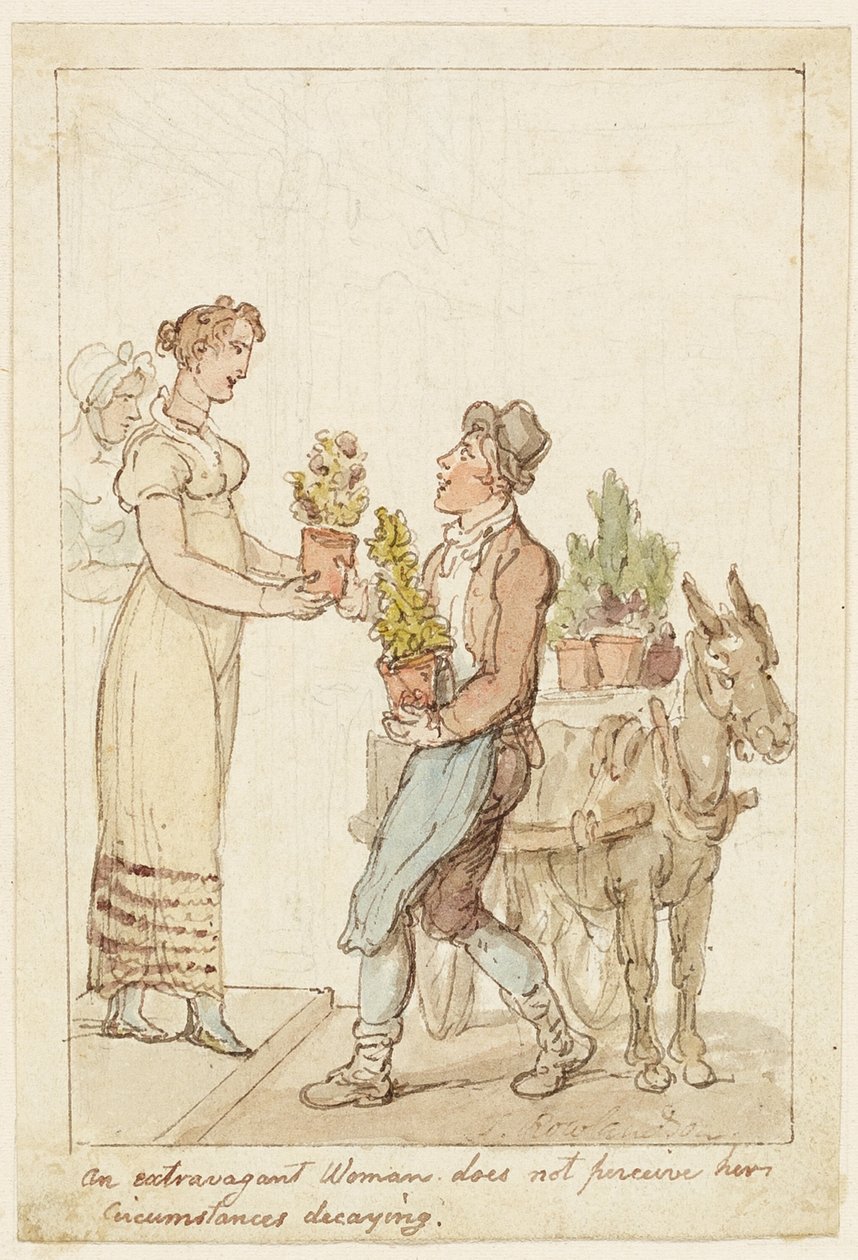 La femme extravagante ne perçoit pas la dégradation de sa situation - Thomas Rowlandson