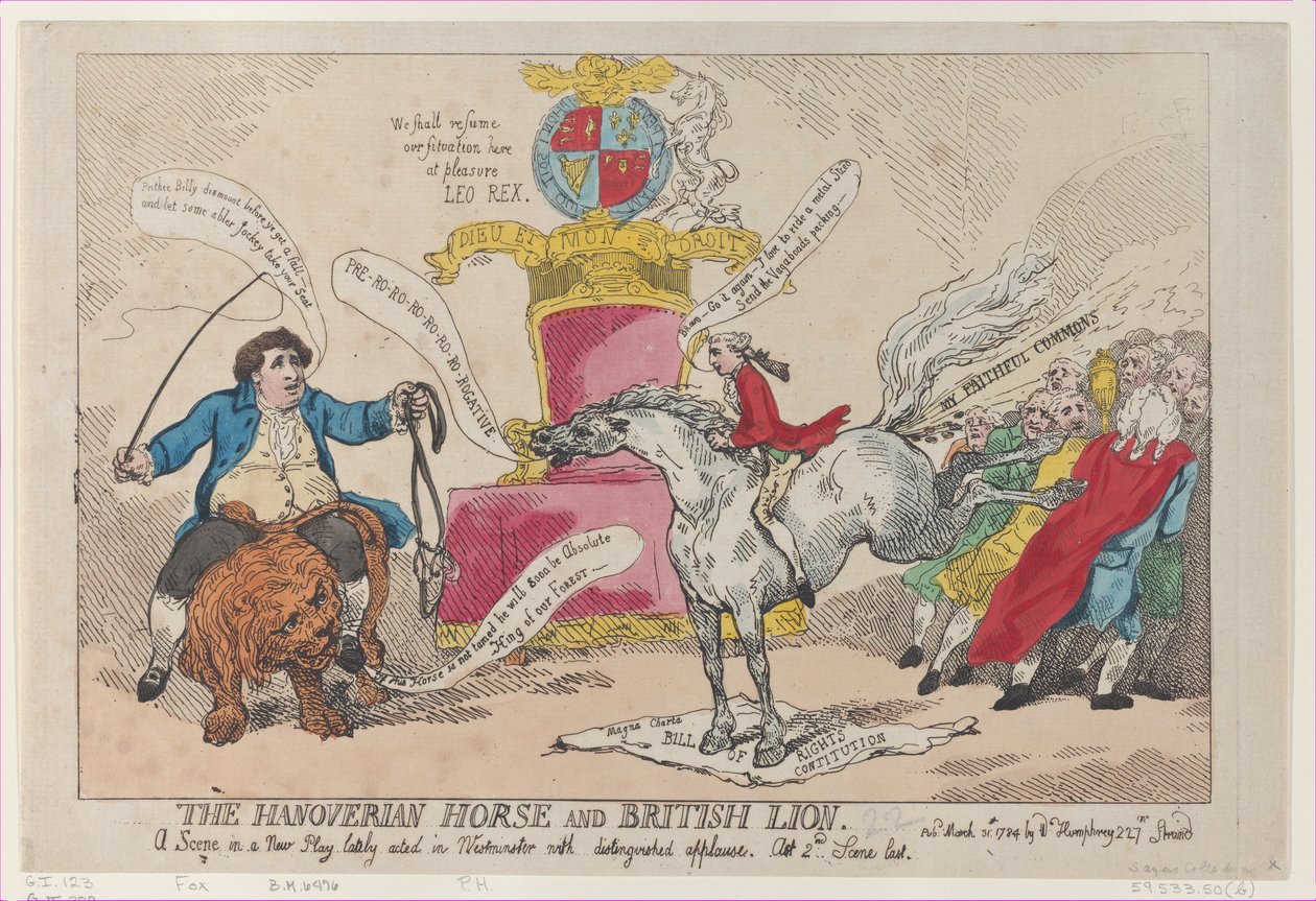 Le Cheval Hanovrien et le Lion Britannique, 31 mars 1784 - Thomas Rowlandson