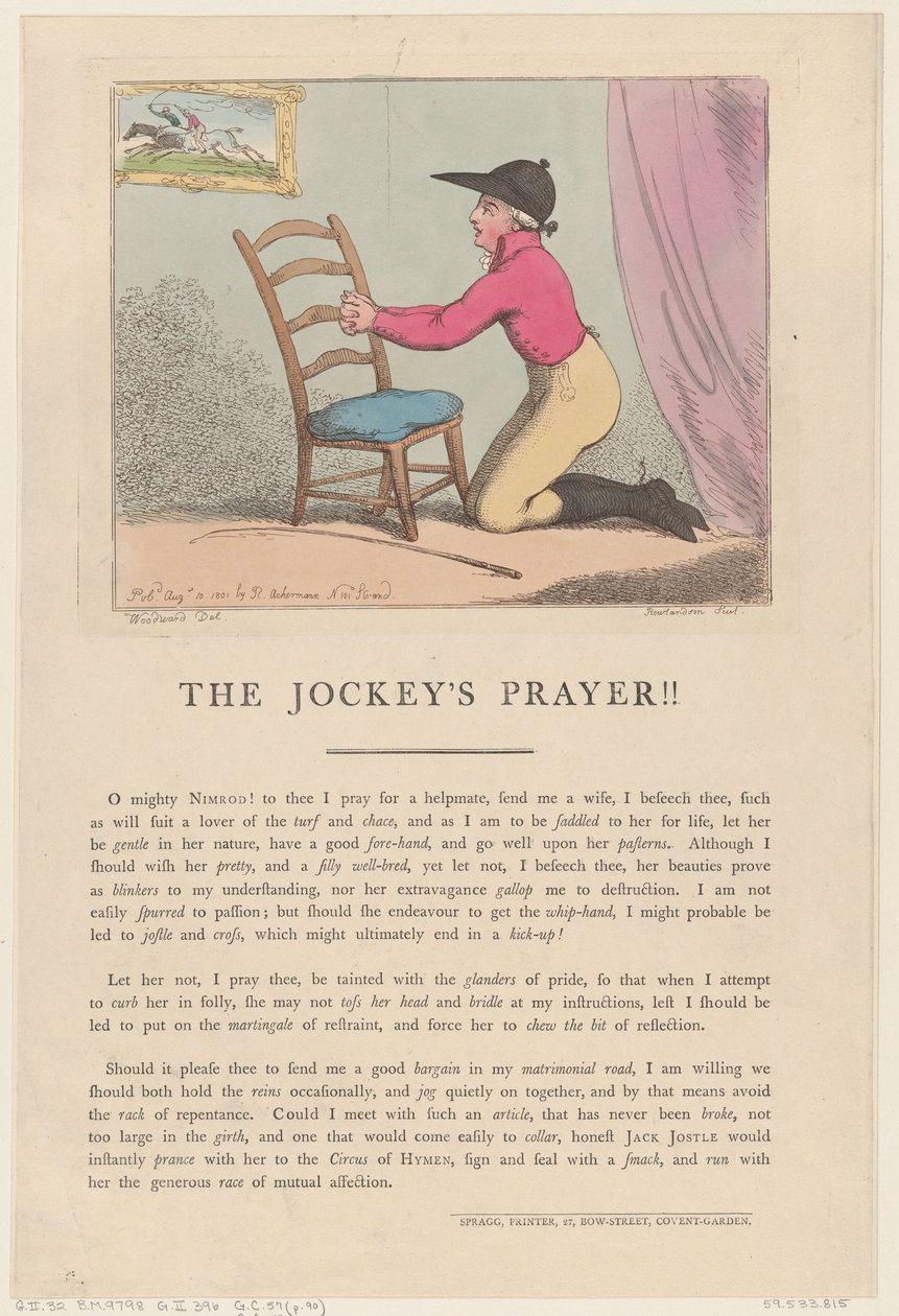 La prière du jockey !!, 10 août 1801 - Thomas Rowlandson