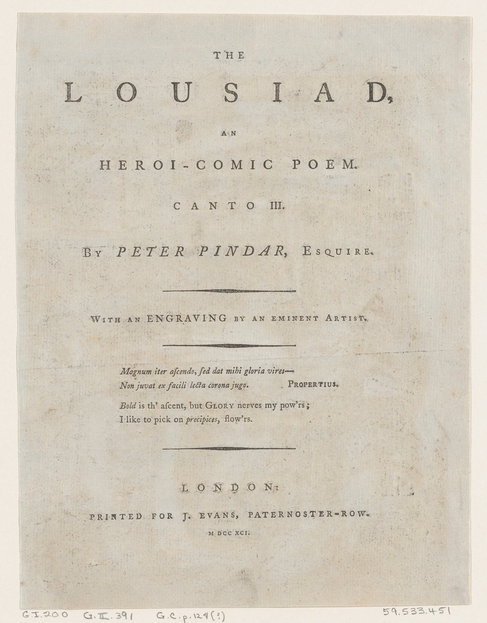 La Lousiad par Peter Pindar, Frontispice, 1787 - Thomas Rowlandson