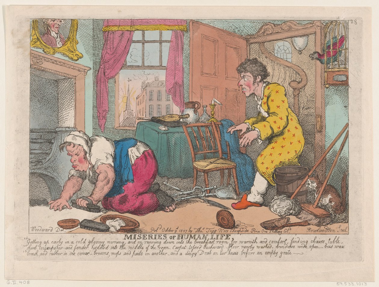 Les Misères de la vie humaine : Se lever tôt un matin froid et sombre, 9 octobre 1807 - Thomas Rowlandson