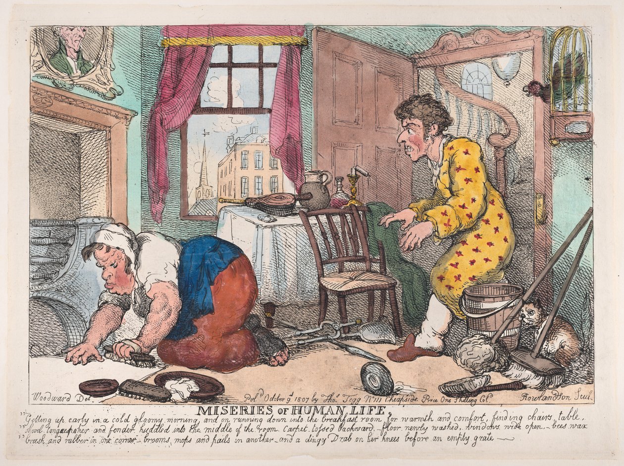 Les misères de la vie humaine : se lever tôt un matin froid et sombre, 9 octobre 1807 - Thomas Rowlandson