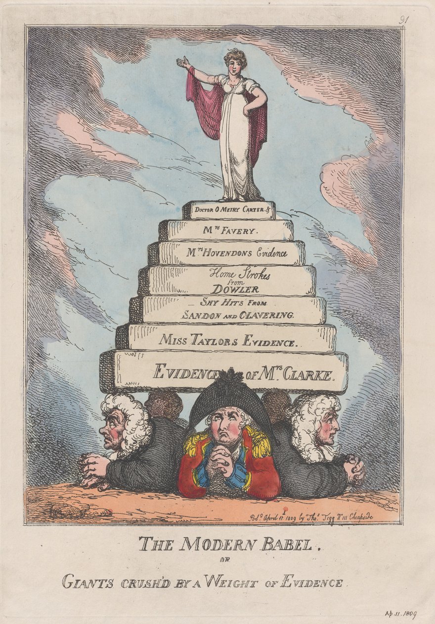 La Babel moderne, ou des géants écrasés par un poids de preuves, 11 avril 1809 - Thomas Rowlandson