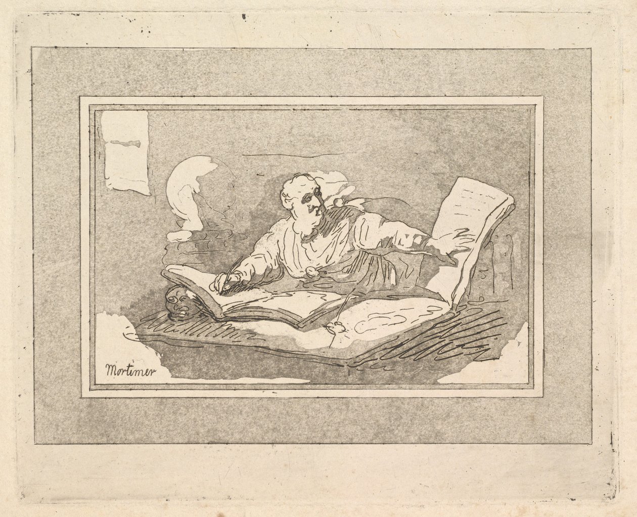 Le Philosophe Vieil homme barbu copiant un livre, 1783-87 - Thomas Rowlandson