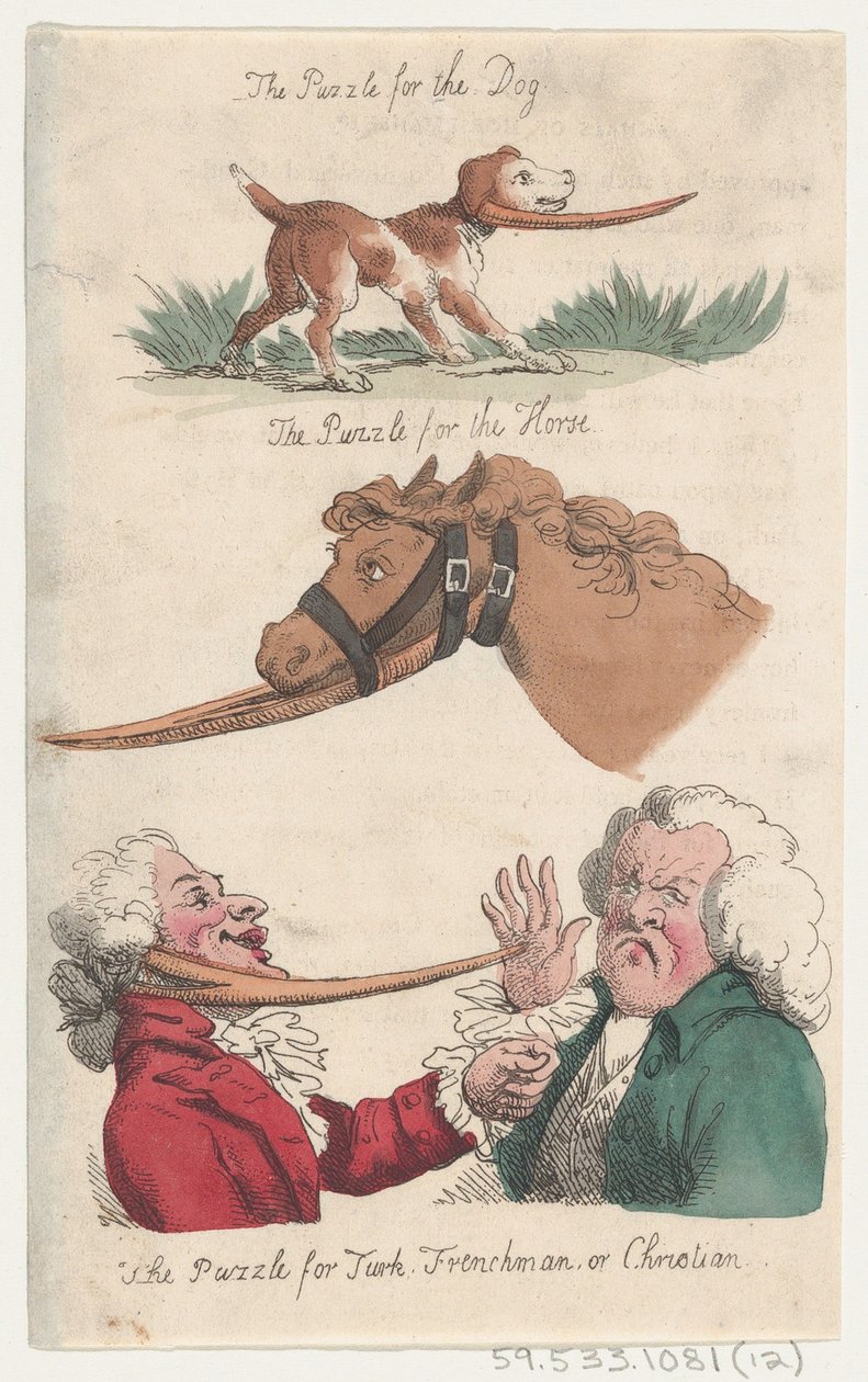 Le puzzle pour le chien, le puzzle pour le cheval, le puzzle pour le Turc, le Français ou Chris... - Thomas Rowlandson