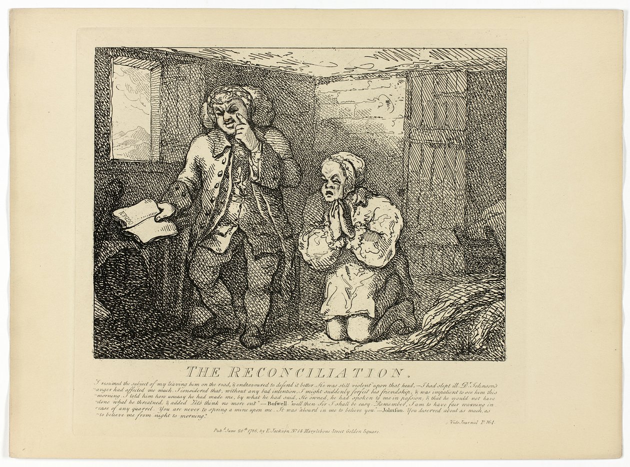 La réconciliation, extrait du Tour des Hébrides de Boswell - Thomas Rowlandson