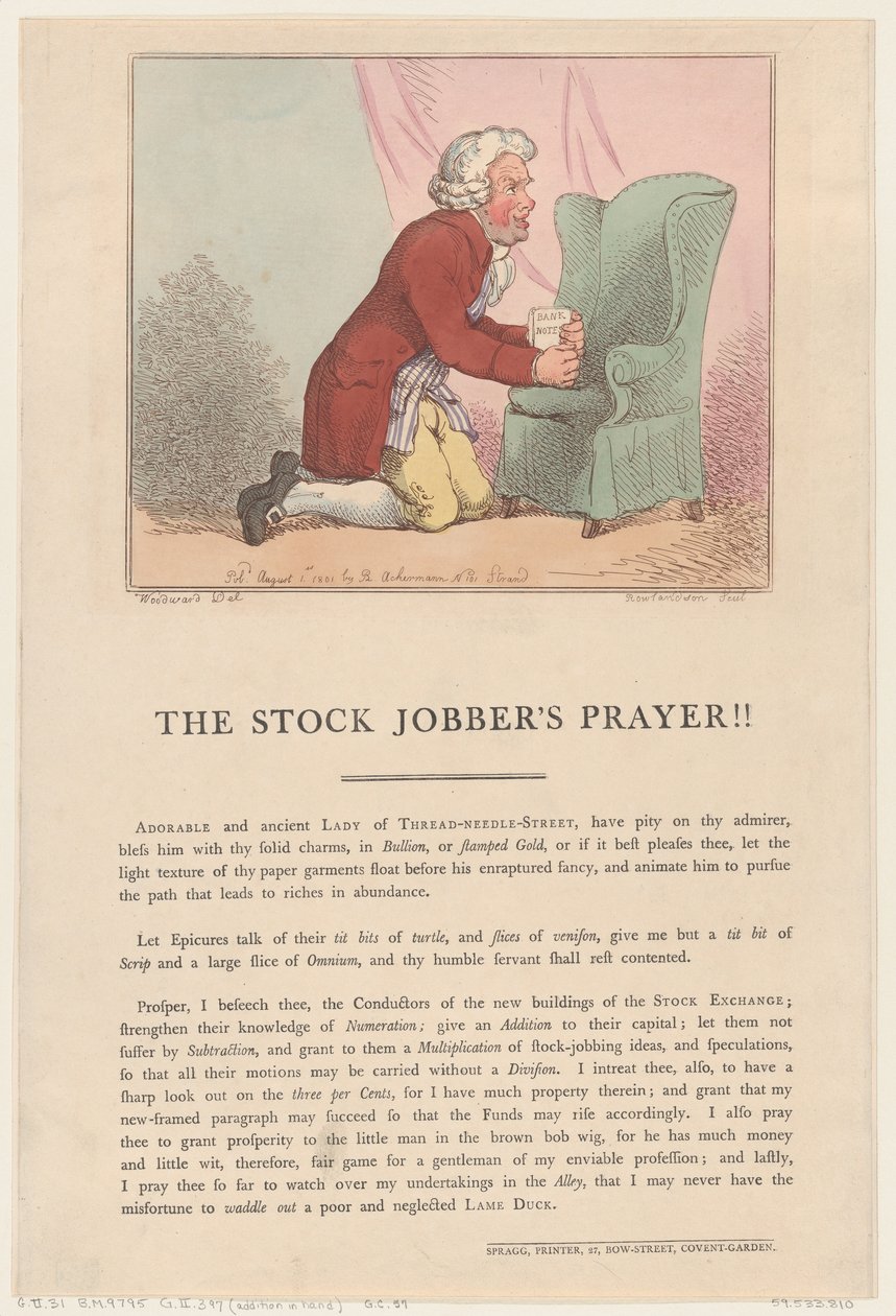 La prière du boursicoteur - Thomas Rowlandson