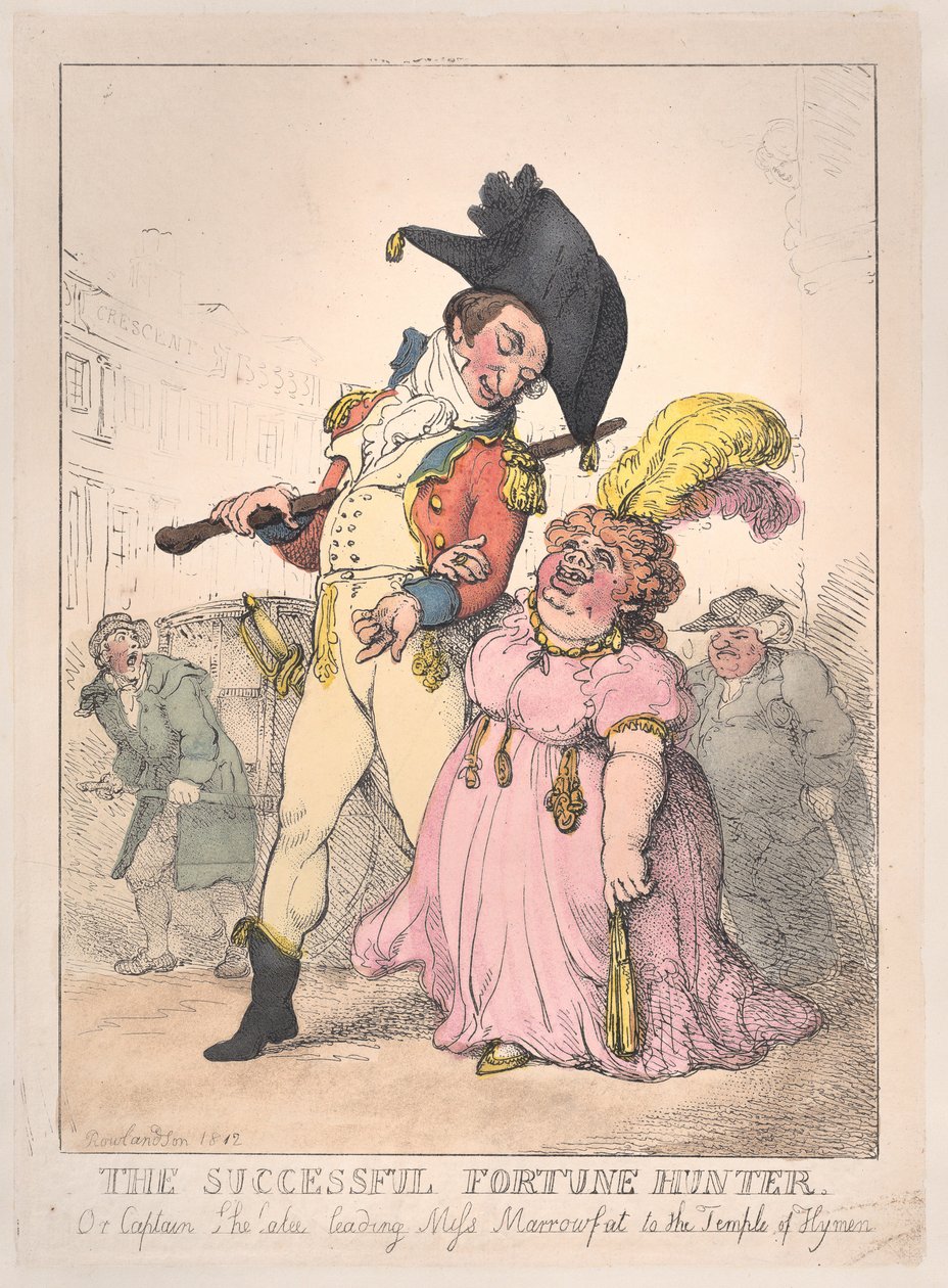 Le chasseur de fortune réussi, ou le capitaine Shelalee menant Miss Marrowfat..., [1802], réédité en 1812 - Thomas Rowlandson