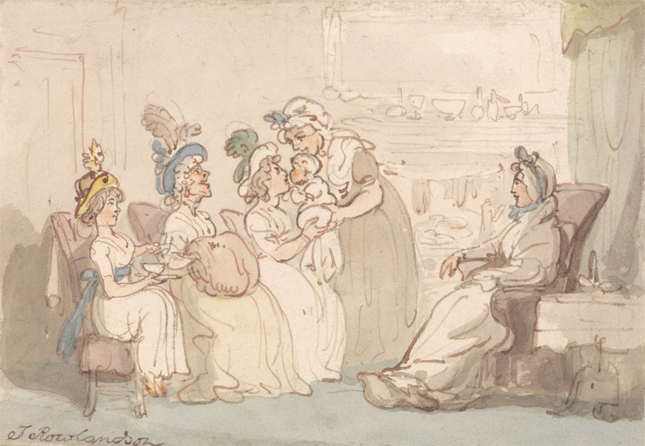 On montre le bébé aux visiteurs - Thomas Rowlandson