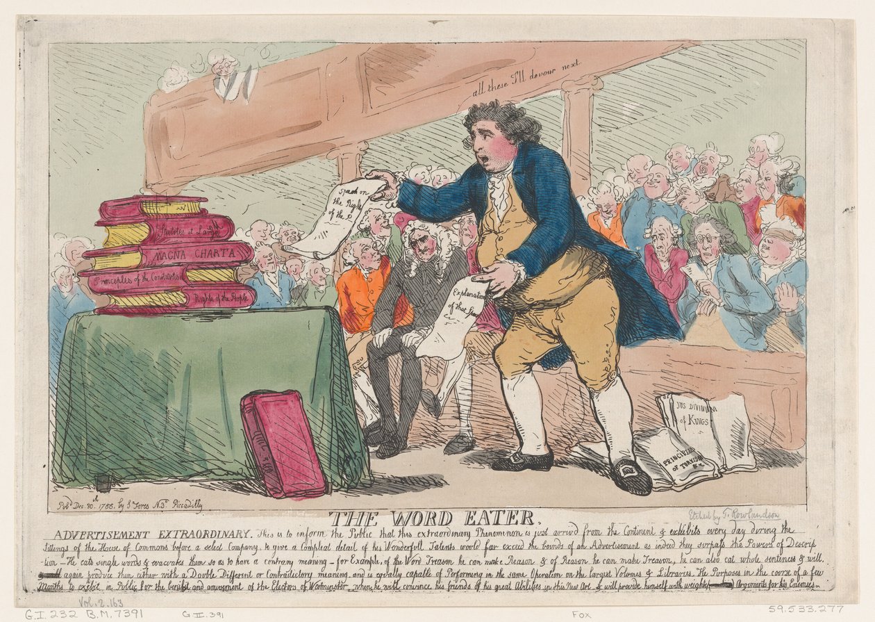 Le Mangeur de mots, 30 décembre 1786 - Thomas Rowlandson