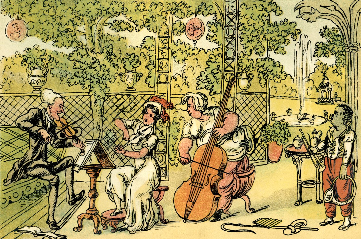 Le trio du jardin - Thomas Rowlandson