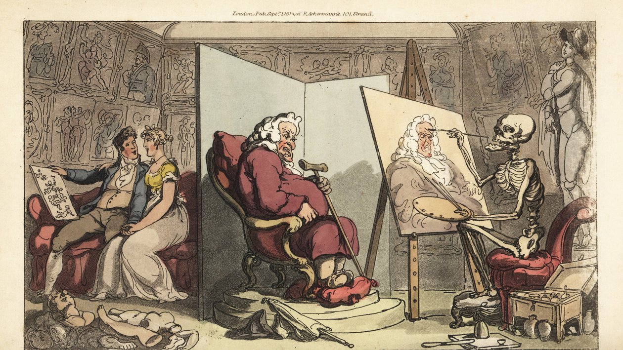 Le squelette de la Mort peint le portrait d
