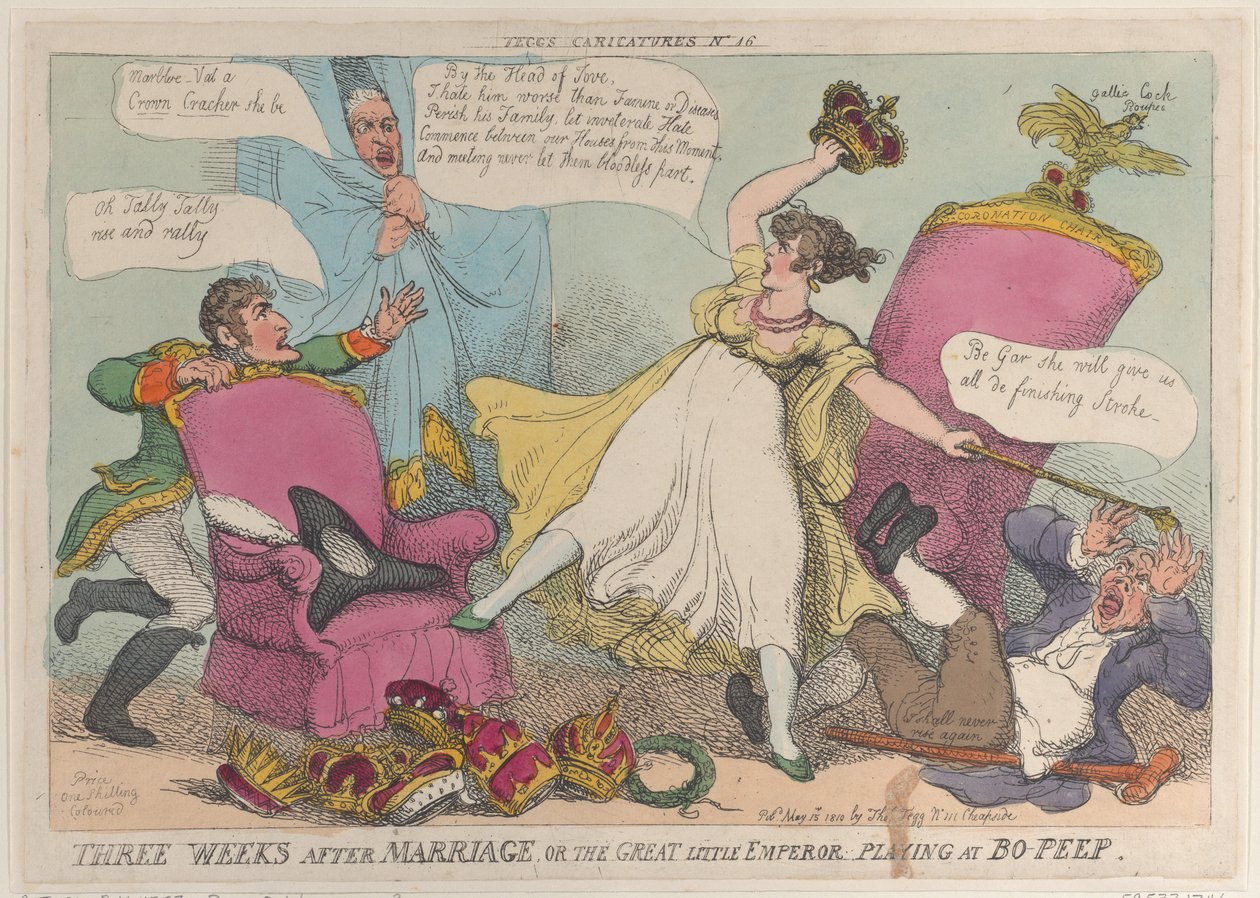 Trois semaines après le mariage, ou le petit grand empereur jouant à cache-cache - Thomas Rowlandson