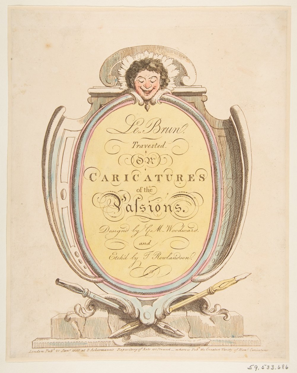 Page de titre : Le Brun Travesti, ou Caricatures des Passions - Thomas Rowlandson