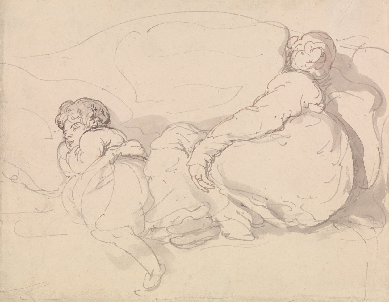 Deux personnages endormis - Thomas Rowlandson