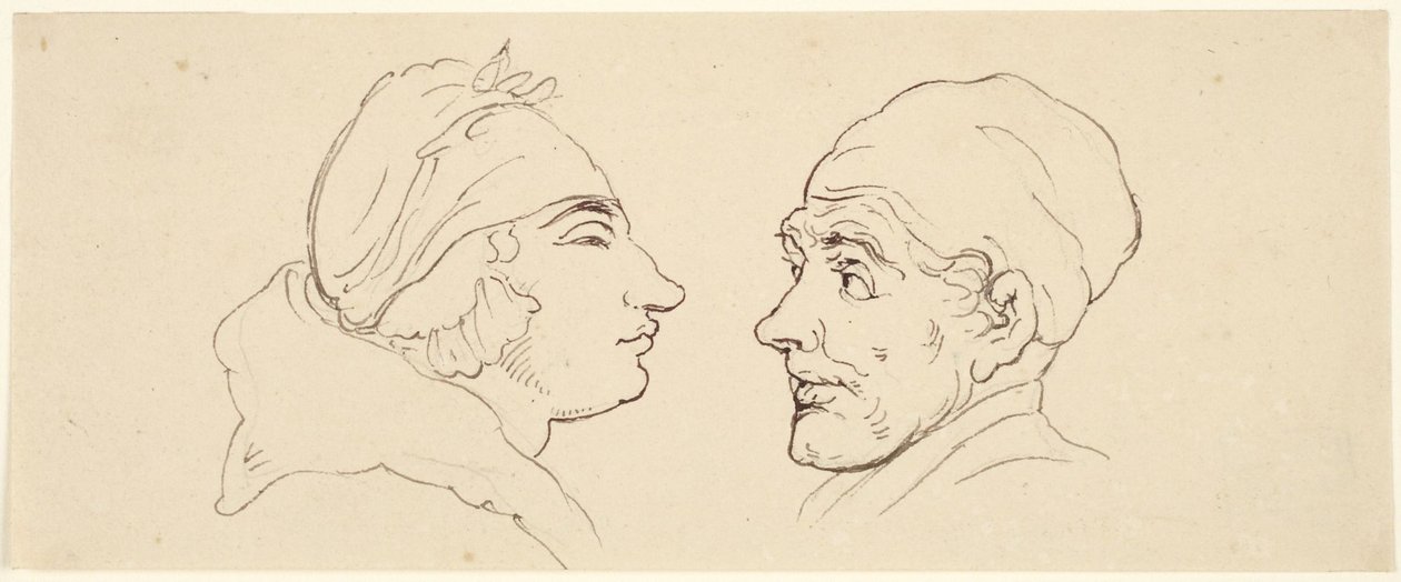 Deux caricatures : un homme et une femme - Thomas Rowlandson