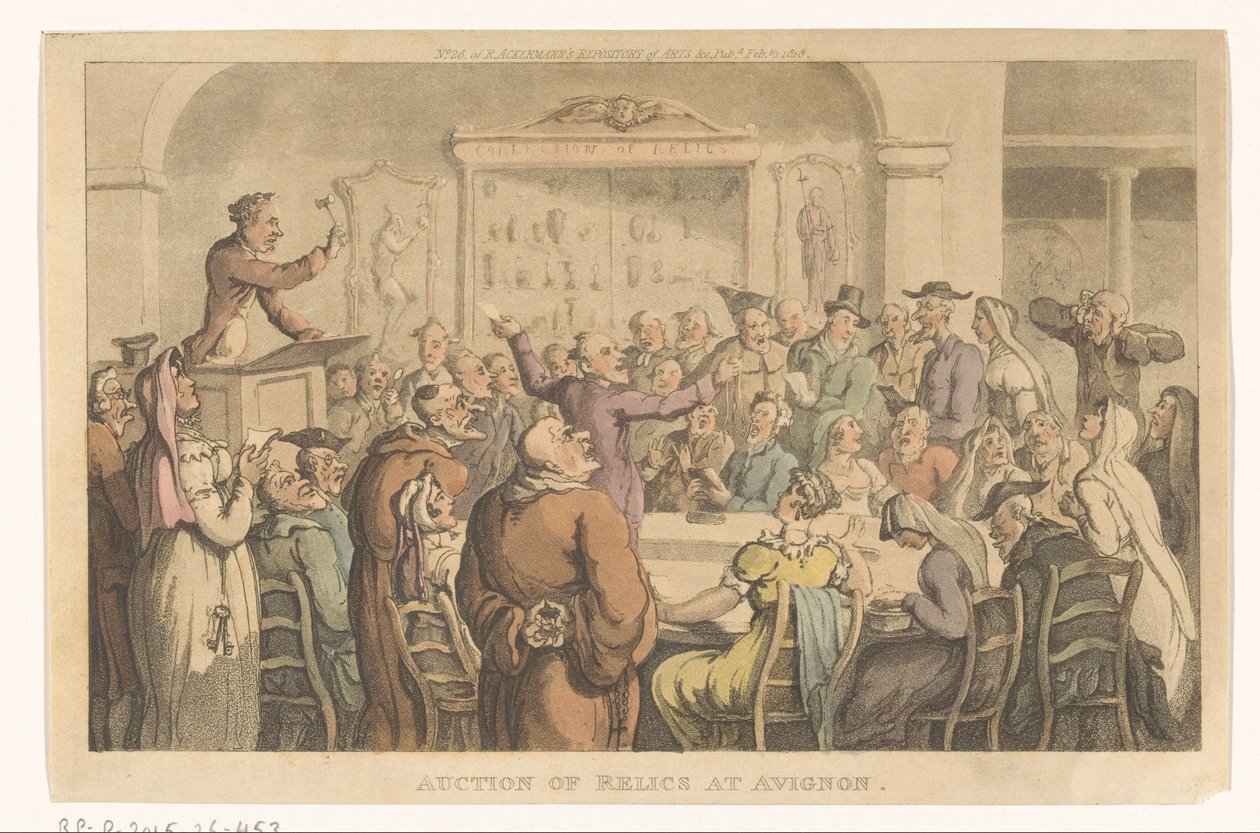 Vente aux enchères de reliques à Avignon - Thomas Rowlandson