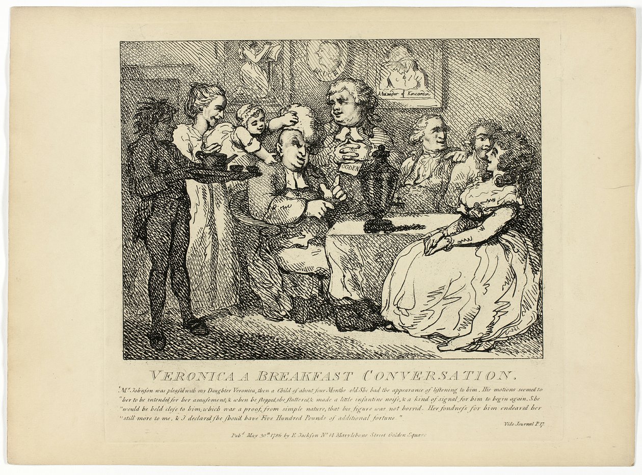 Veronica A Breakfast Conversation, extrait du Tour des Hébrides de Boswell - Thomas Rowlandson