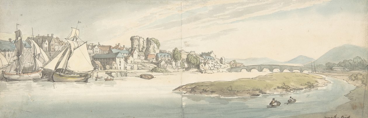 Vue de la ville sur une rivière Carwitham Castle, 1775-1827 - Thomas Rowlandson