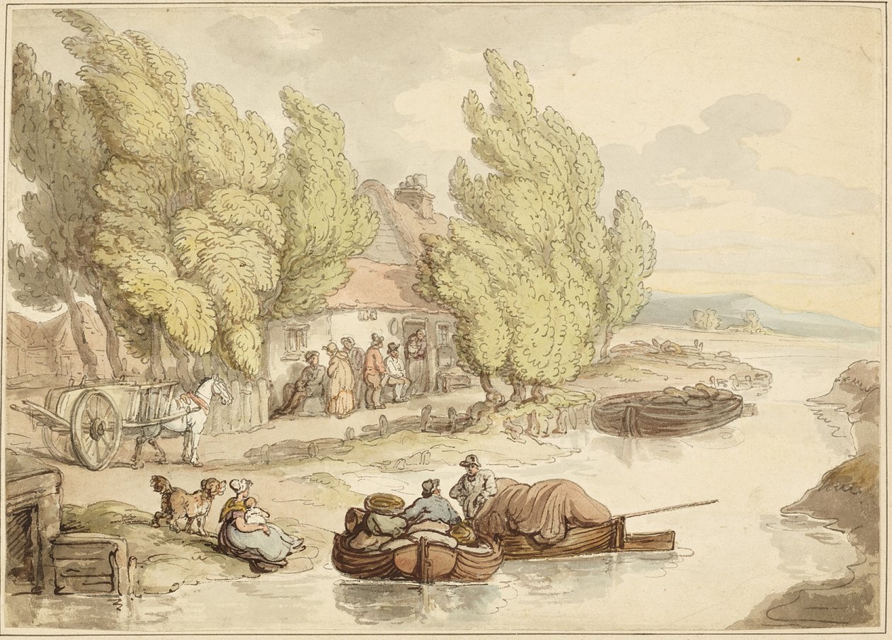 Village sur la rivière - Thomas Rowlandson