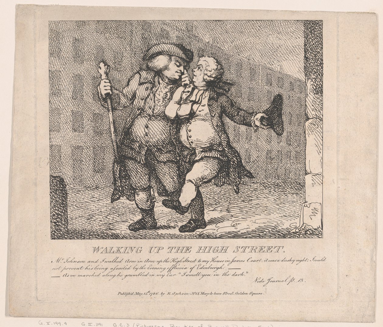 Marcher dans la rue principale, Édimbourg Beautés pittoresques de Boswell, Partie F... - Thomas Rowlandson