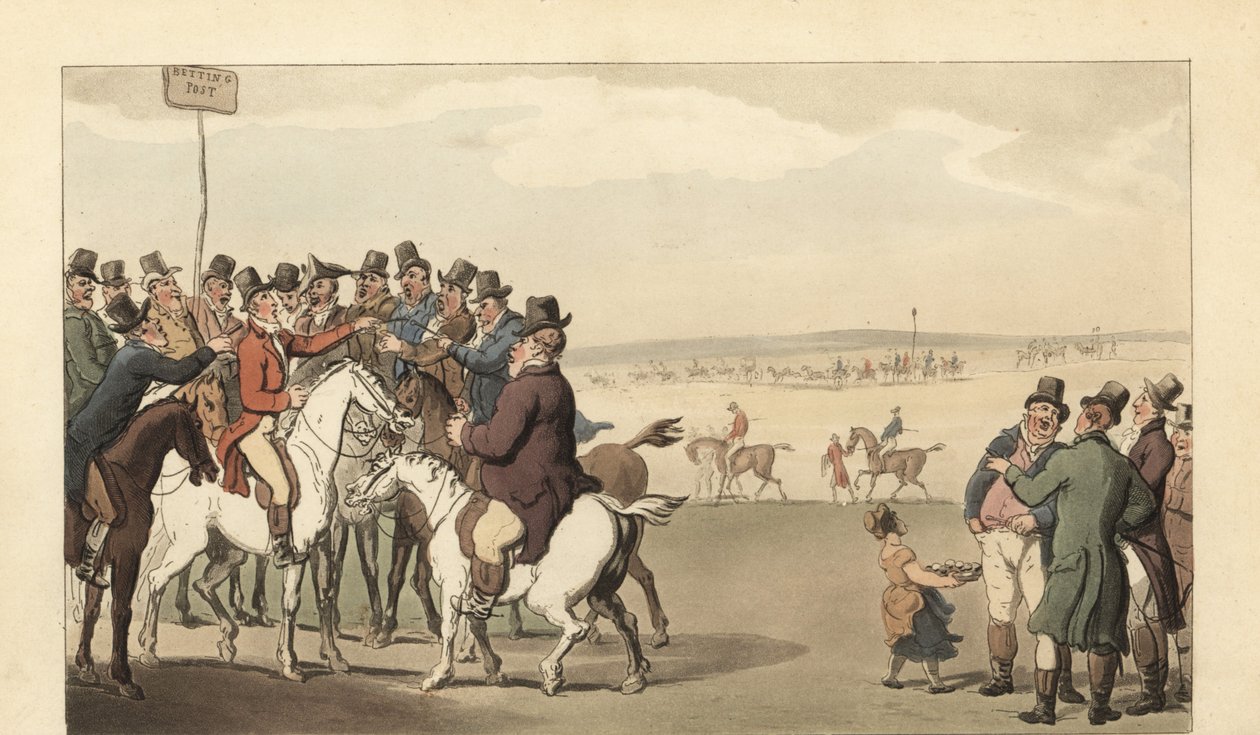 Jeune gentleman anglais jouant aux courses à Newmarket - Thomas Rowlandson