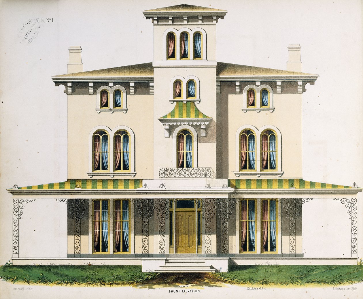 Élévation de la façade pour la Villa No.1, tirée de 