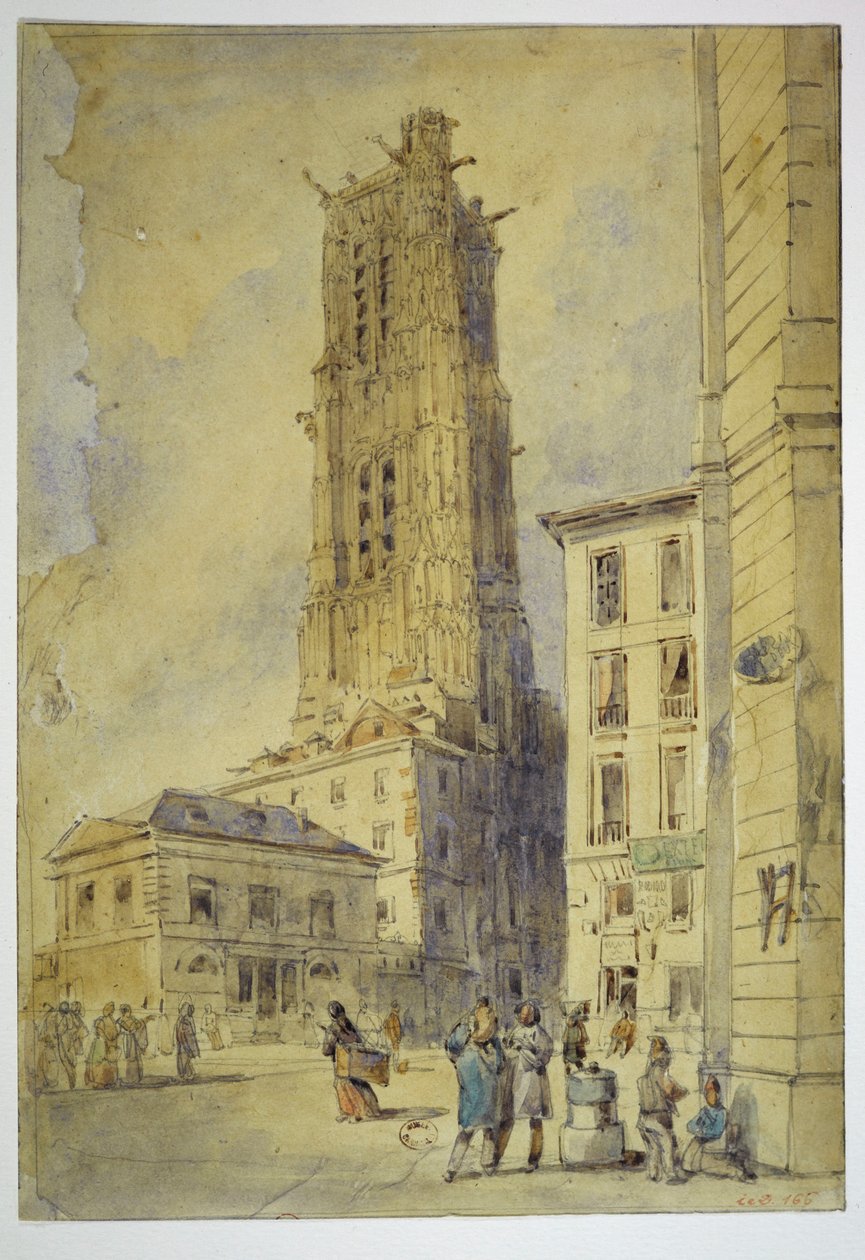 La tour Saint-Jacques avant son dégagement, en 1836 - Thomas Shotter Boys