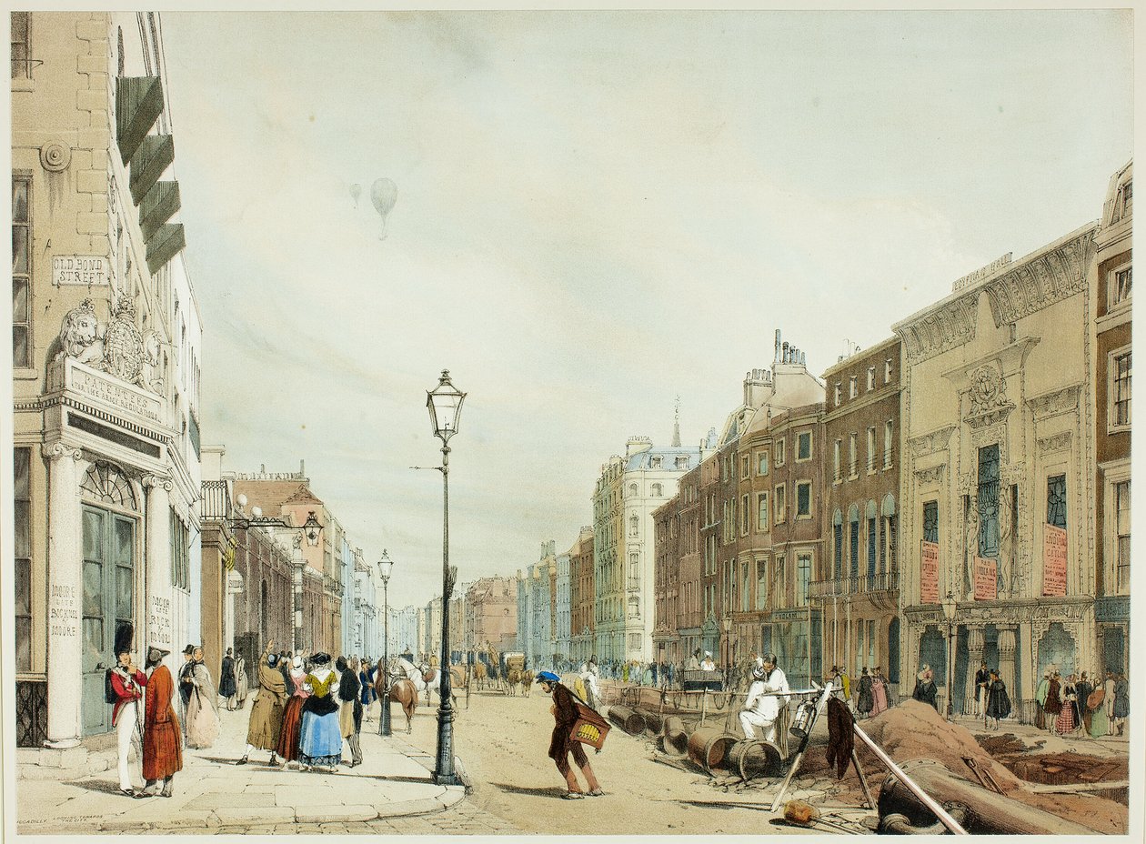 Piccadilly, en direction de la ville, planche dix-sept de Vues originales de Londres tel qu