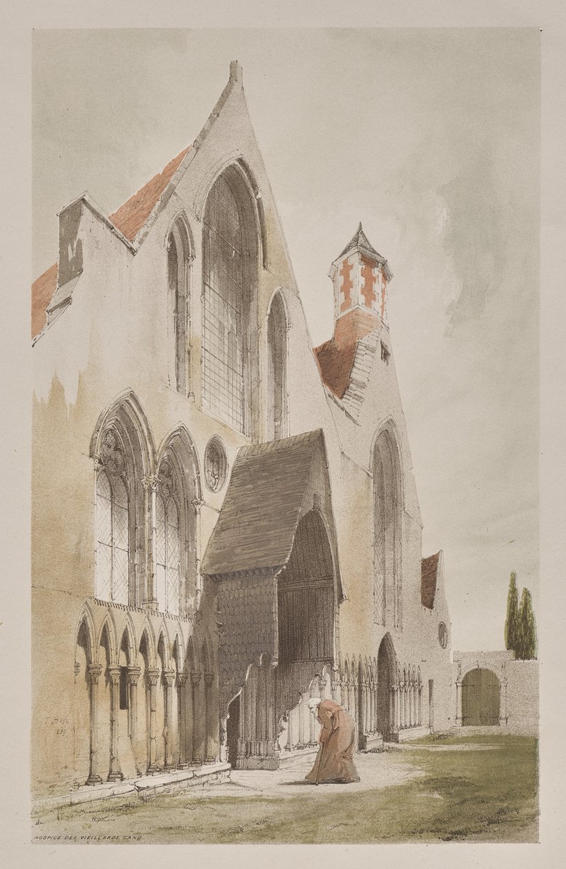 Architecture pittoresque à Paris, Gand, Anvers, Rouen : Hospice des Vieillards, Gand, Belgique - Thomas Shotter Boys