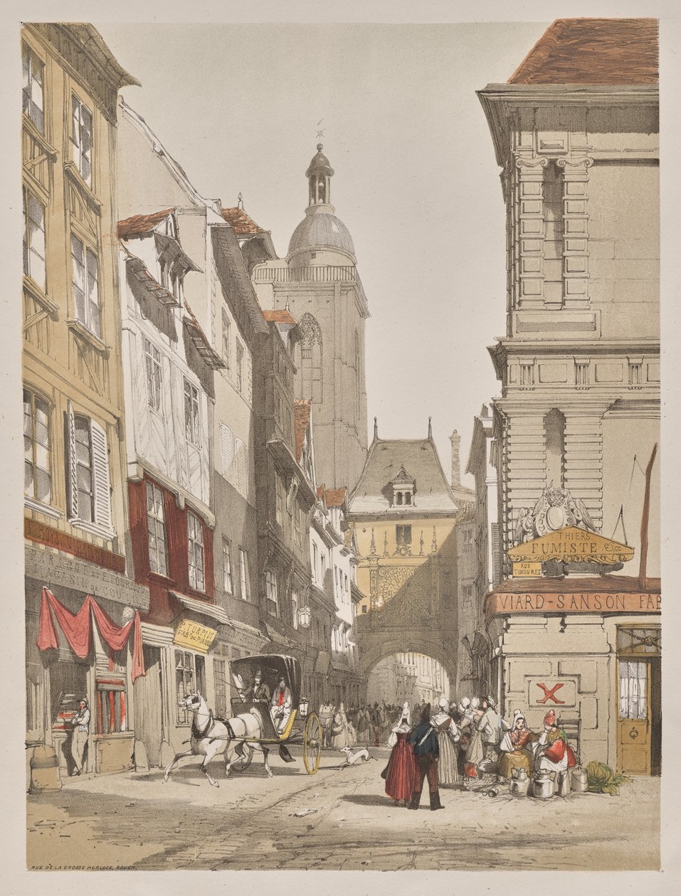 Architecture pittoresque à Paris, Gand, Anvers, Rouen : Rue de la Crosse Horlogue, Rouen, France - Thomas Shotter Boys