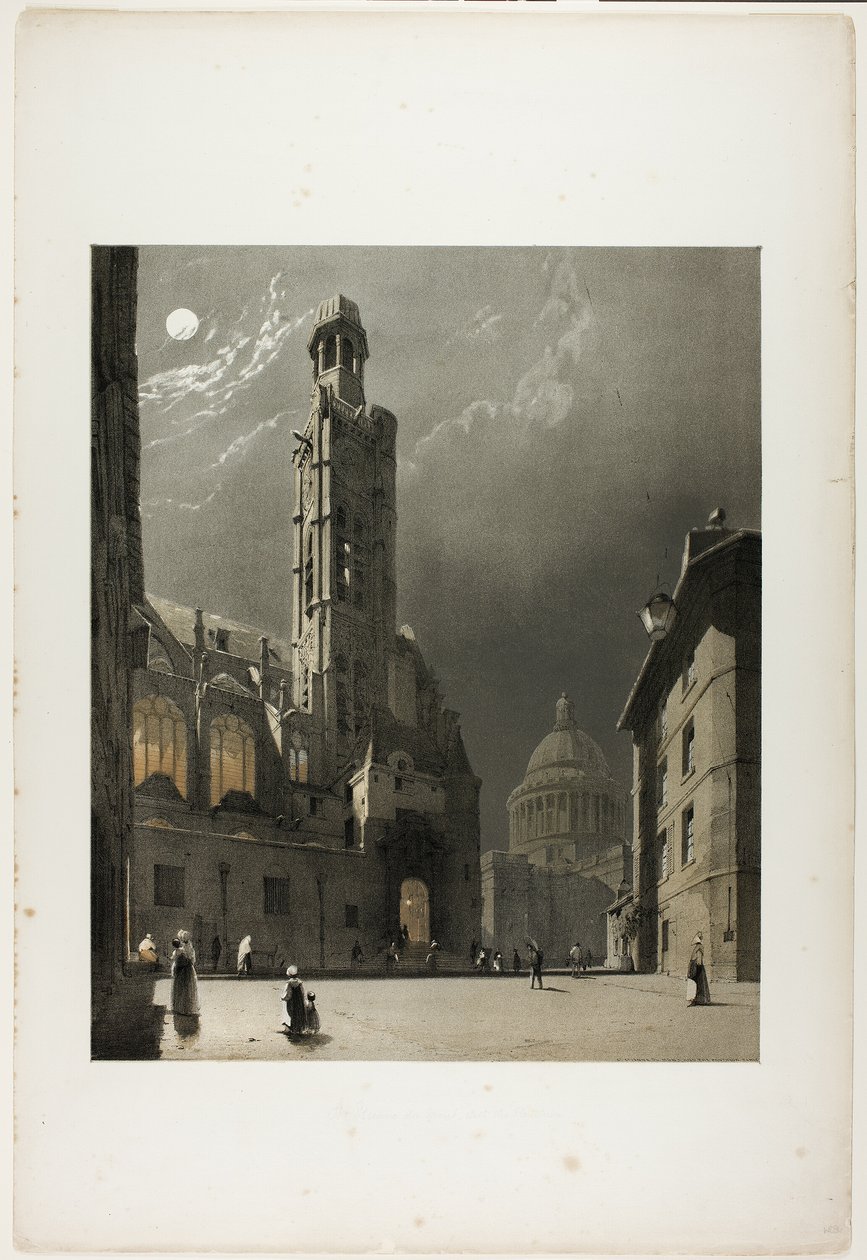 St Etienne du Mont et le Panthéon, Paris, planche 20 de Picturesque Architecture in Paris, Ghent, Antwerp, Rouen, Etc. - Thomas Shotter Boys