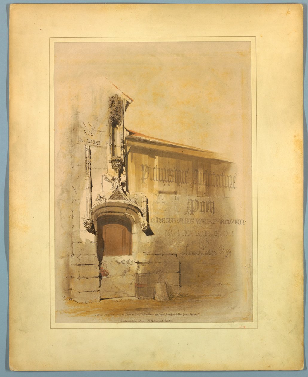 Page de titre, « Architecture pittoresque à Paris, Gand, Anvers, Rouen, etc. » - Thomas Shotter Boys