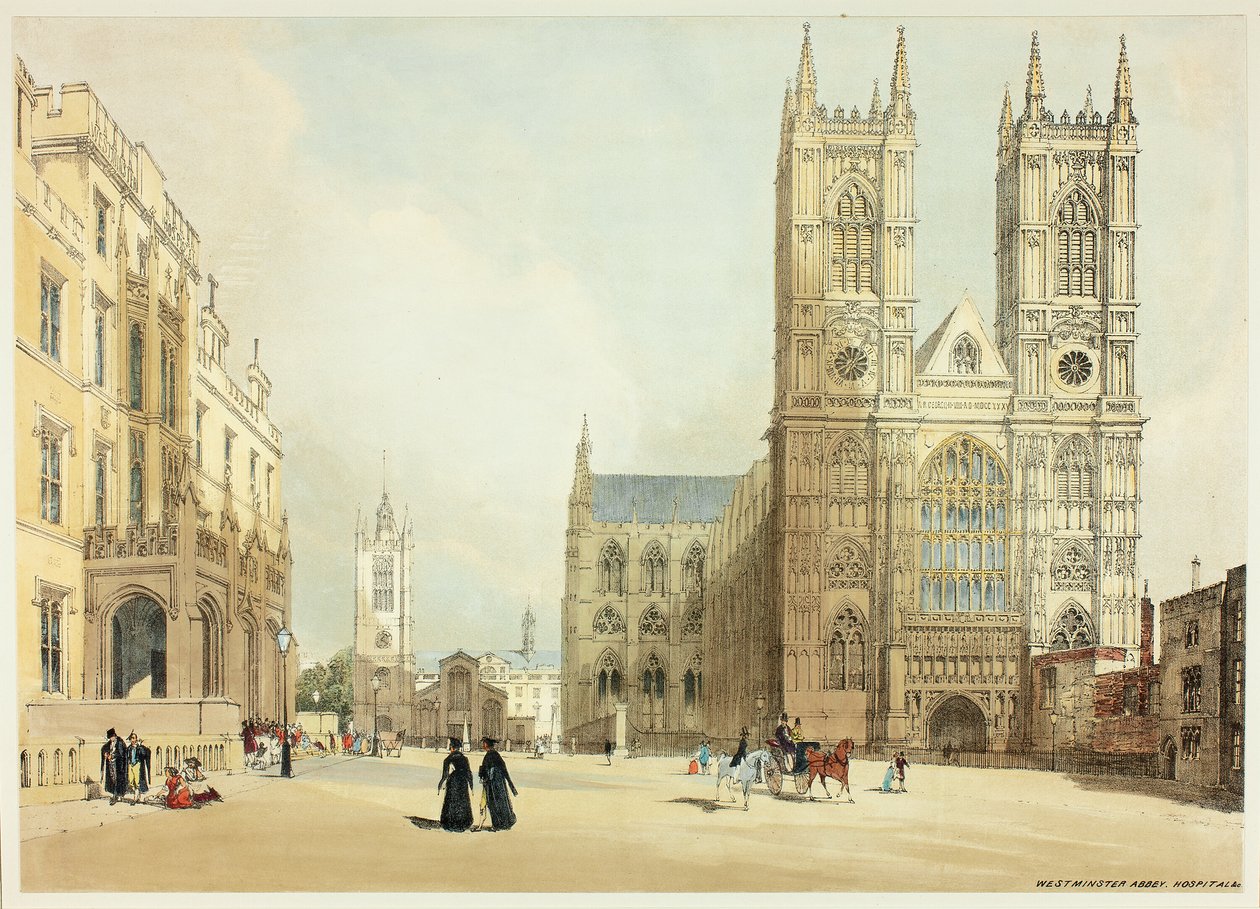 Abbaye de Westminster, Hôpital et Compagnie, planche sept de Vues Originales de Londres telles qu