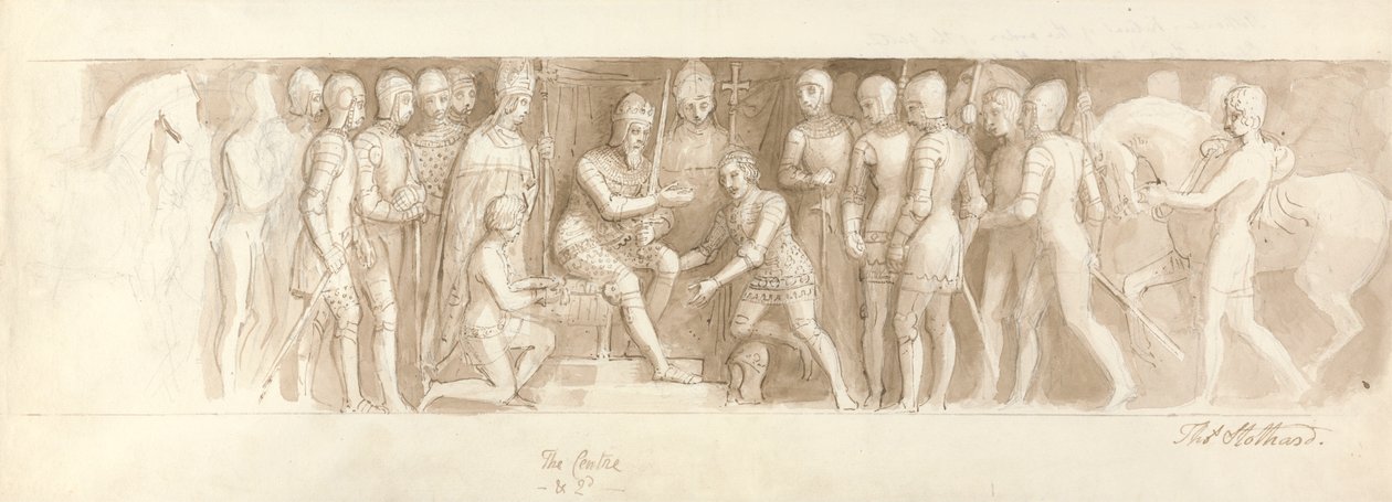 Conception pour le grand escalier, Palais de Buckingham, le centre et le 2e - Thomas Stothard