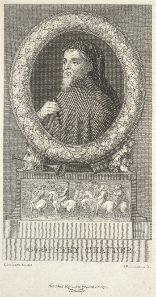 Geoffrey Chaucer, gravé par John Henry Robinson - Thomas Stothard