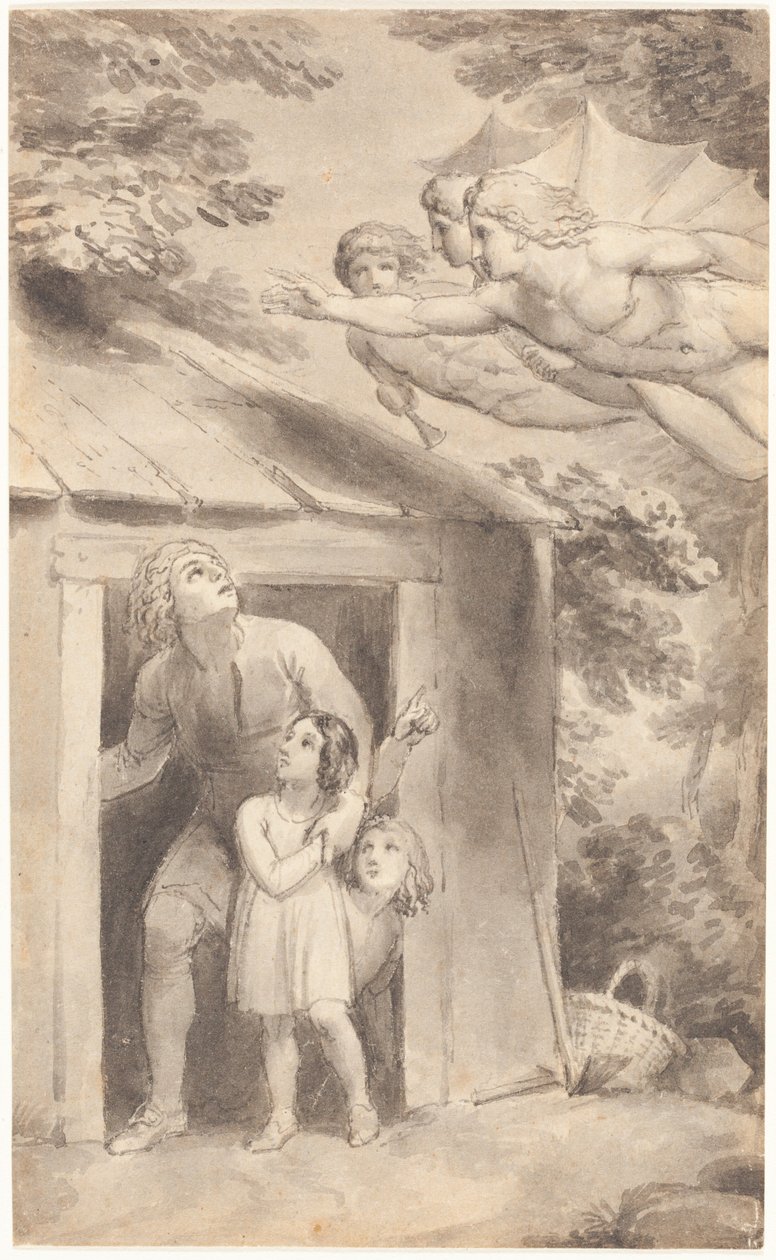 Pierre et ses enfants visités par trois figures volantes - Thomas Stothard