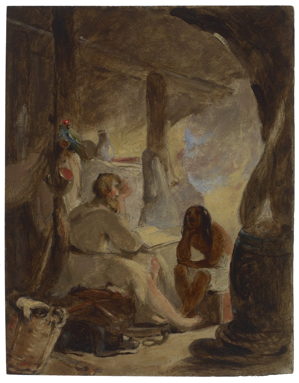 Robinson Crusoé et Vendredi dans la grotte, vers 1856 - Thomas Sully
