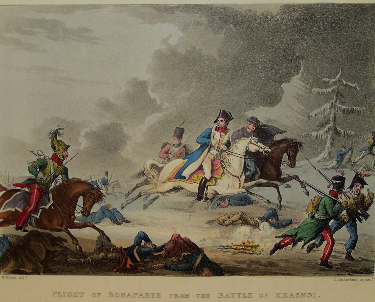La fuite de Bonaparte de la bataille de Krasnoi, 1815 - Thomas Sutherland