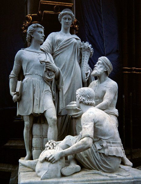 Commerce, groupe sculptural du Mémorial Albert, achevé en 1876 - Thomas Thornycroft