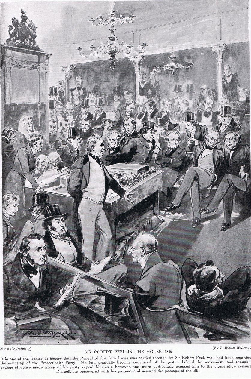 Sir Robert Peel à la Chambre, 1846, illustration de 