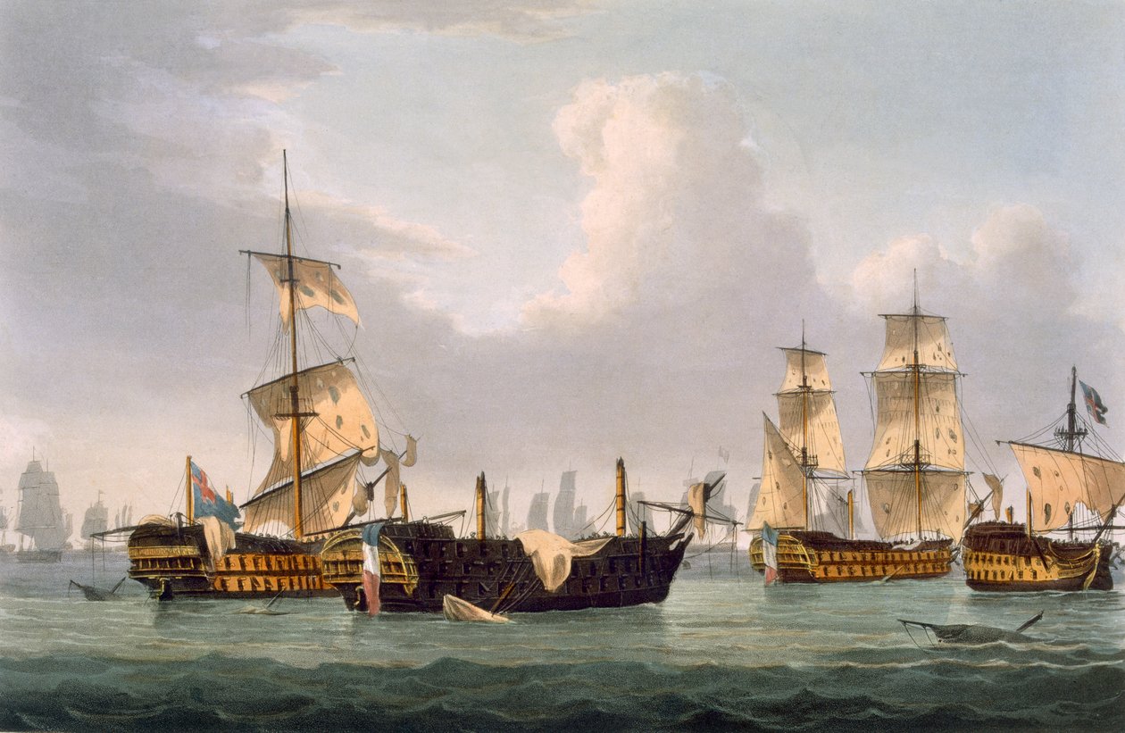 Action de Lord Hotham, 14 mars 1795, gravé par Thomas Sutherland pour 